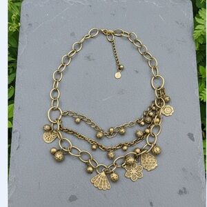 Vintage Gold-Tone Layered Charm Necklace